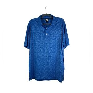 Footjoy men’s blue flower print golf preformance polo shirt size large‎ casual